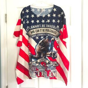 American Apparel Graphic T-Shirt 2XL Veteran Patriotic USA Blood Sweat and Tears